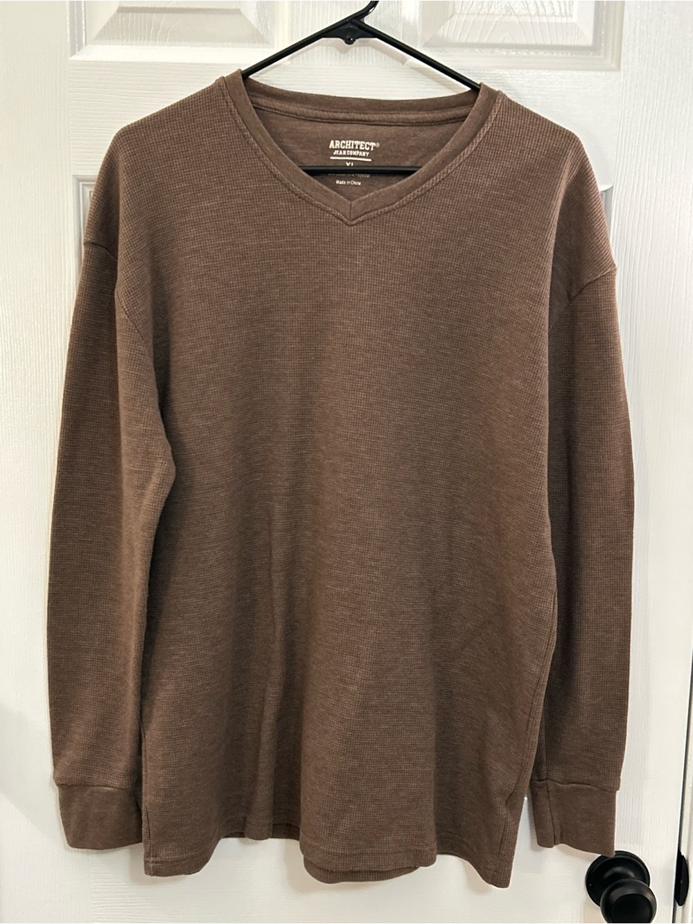 Architect Men's V-Neck Thermal Sweater — Brown